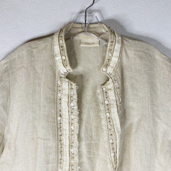 Chico’s Size 3 / XL Linen Blend Jacket - Picture 2 of 11